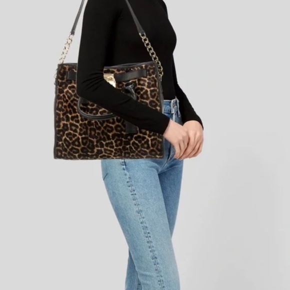 Unique Michael Kors Leopard Print Pony hair tote/shoulder bag - Picture 4 of 11
